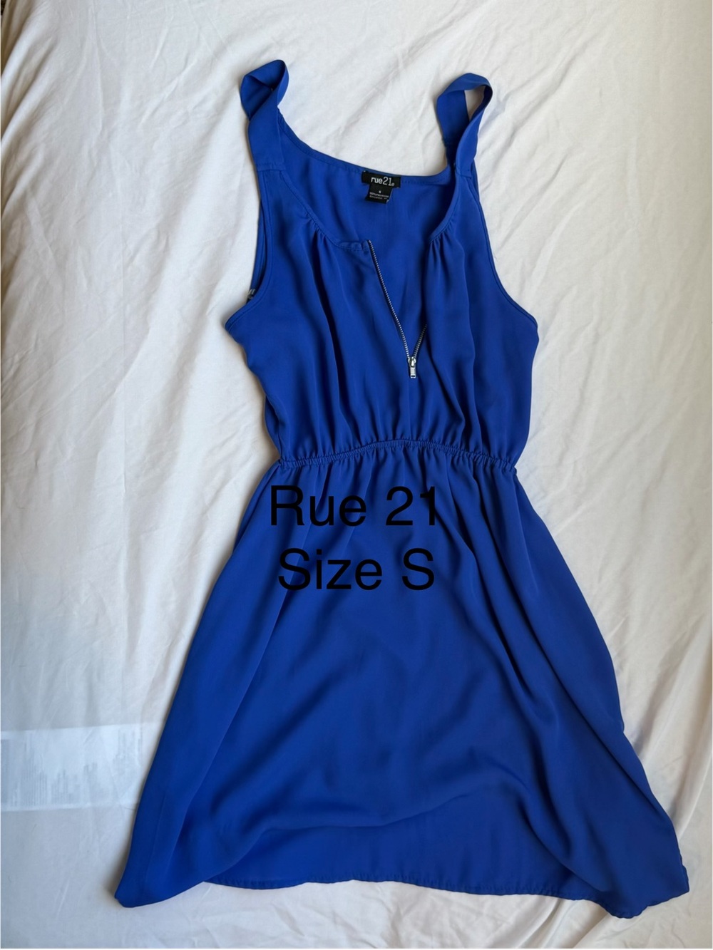Rue21 Cobalt Blue Sleeveless Mini Dress with Front Zip